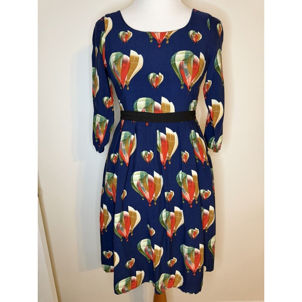 Frock Shop Dress Women’s Small Parachute Print Blue Pockets 100% Cotton